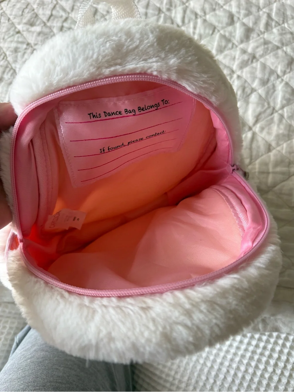 Plush Swan Kids Backpack - Soft Pink and White